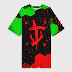 Футболка женская длинная Doom лого соты текстура, цвет: 3D-принт