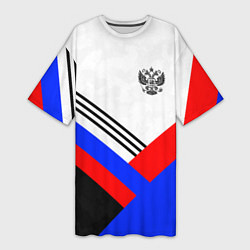 Футболка женская длинная Герб России - минимализм, цвет: 3D-принт