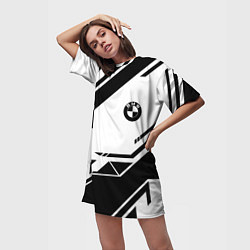 Футболка женская длинная BMW geometry black, цвет: 3D-принт — фото 2