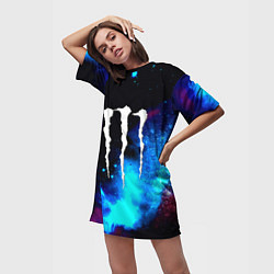 Футболка женская длинная Monster energy космос, цвет: 3D-принт — фото 2