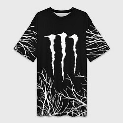 Футболка женская длинная Monster energy лес, цвет: 3D-принт