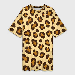 Футболка женская длинная Паттерн с пятнами леопарда, цвет: 3D-принт