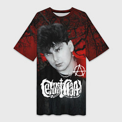 Футболка женская длинная Сектор газа красный лес, цвет: 3D-принт