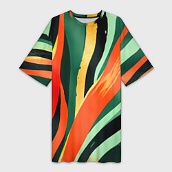 Футболка женская длинная Тропическая жаркая абстракция, цвет: 3D-принт