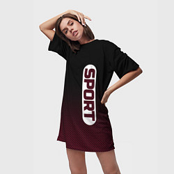 Футболка женская длинная Sport чёрно-розовый текстурный градиент, цвет: 3D-принт — фото 2