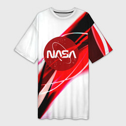 Футболка женская длинная Nasa абстрактные полосы, цвет: 3D-принт