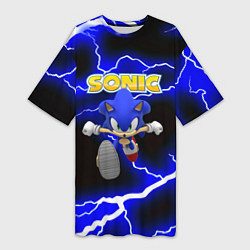 Футболка женская длинная Sonic storm electro, цвет: 3D-принт