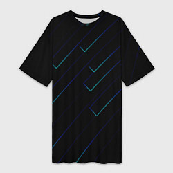Женская длинная футболка Color blue black