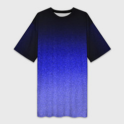 Футболка женская длинная Градиент индиго из чёрно в синий текстура крошка, цвет: 3D-принт