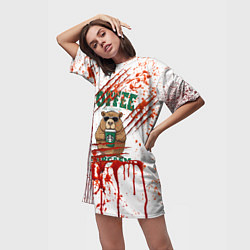 Футболка женская длинная Капибара с кофе в крови, цвет: 3D-принт — фото 2