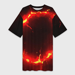 Футболка женская длинная Красный круг из огня текстура, цвет: 3D-принт