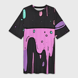 Футболка женская длинная Стекающая краска текстура, цвет: 3D-принт