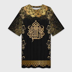 Футболка женская длинная Исламская каллиграфия символ Корана, цвет: 3D-принт