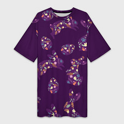 Футболка женская длинная Кролики и яйца, цвет: 3D-принт