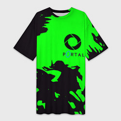 Футболка женская длинная Portal черный дым, цвет: 3D-принт