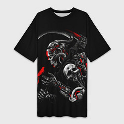 Футболка женская длинная Ронин самурай киборг, цвет: 3D-принт