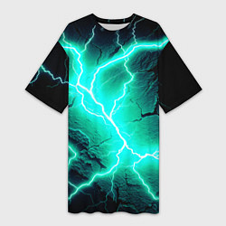 Футболка женская длинная Color light blue black, цвет: 3D-принт