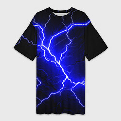 Футболка женская длинная Color blue black, цвет: 3D-принт