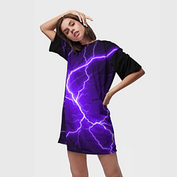 Футболка женская длинная Color purple black, цвет: 3D-принт — фото 2