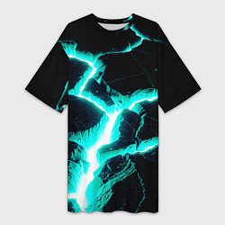 Футболка женская длинная Color light blue black, цвет: 3D-принт