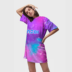 Футболка женская длинная Inzoi фиолетовые оттенки, цвет: 3D-принт — фото 2