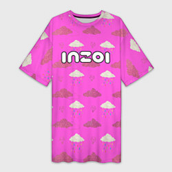 Футболка женская длинная Inzoi логотип игры на розовом, цвет: 3D-принт