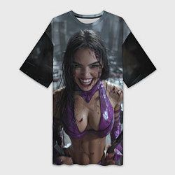 Футболка женская длинная Радостная Милина, цвет: 3D-принт