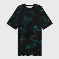 Женская длинная футболка Color black turquoise