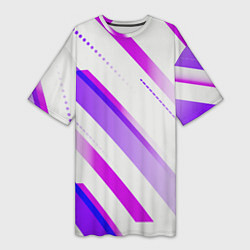 Футболка женская длинная Color white pink, цвет: 3D-принт