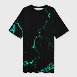 Женская длинная футболка Color black turquoise