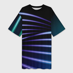 Женская длинная футболка Color black blue