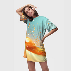 Футболка женская длинная Золотая песочная абстракция фон, цвет: 3D-принт — фото 2