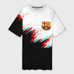 Женская длинная футболка Barcelona глитч краски