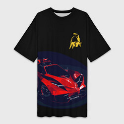 Футболка женская длинная Lamborghini Diverso - motorsport, цвет: 3D-принт