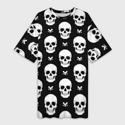 Футболка женская длинная Черепной фон, цвет: 3D-принт