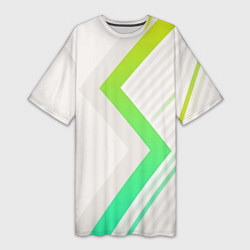Футболка женская длинная Color white line green, цвет: 3D-принт