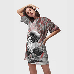 Футболка женская длинная Ксеноморф на спорте, цвет: 3D-принт — фото 2