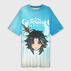 Футболка женская длинная Genshin Impact - персонаж Сяо, цвет: 3D-принт