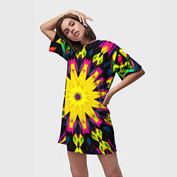 Футболка женская длинная Звездный калейдоскоп, цвет: 3D-принт — фото 2