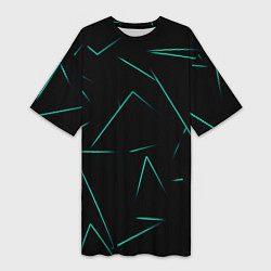 Футболка женская длинная Color turquoise line, цвет: 3D-принт