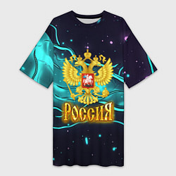 Футболка женская длинная Россия - березовая абстракция, цвет: 3D-принт