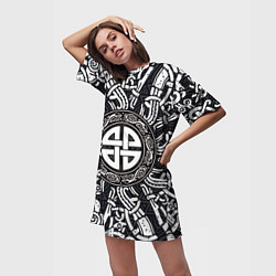 Футболка женская длинная Узел защиты воинов и кельтские узоры, цвет: 3D-принт — фото 2