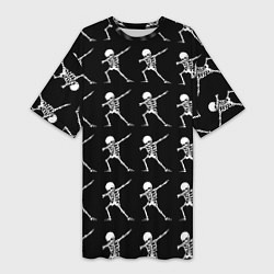 Футболка женская длинная Танцующие скелеты, цвет: 3D-принт