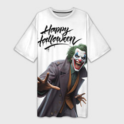 Футболка женская длинная Счастливого Хэллоуина Джокер 2025, цвет: 3D-принт