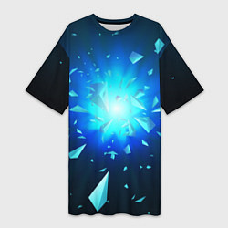 Футболка женская длинная Неоновый космический взрыв на светлом фоне, цвет: 3D-принт