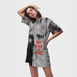 Футболка женская длинная Исскуство не преступление, цвет: 3D-принт — фото 2