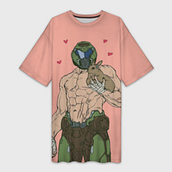 Футболка женская длинная Палач рока с кроликом, цвет: 3D-принт