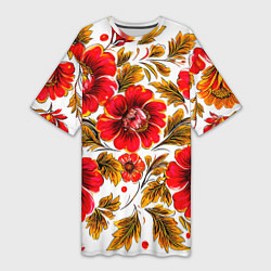 Футболка женская длинная Русская традиционная живопись, цвет: 3D-принт