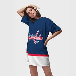 Футболка женская длинная Washington Capitals hockey team, цвет: 3D-принт — фото 2