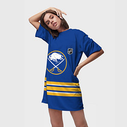 Футболка женская длинная Баффало Сейбрз хоккей, цвет: 3D-принт — фото 2